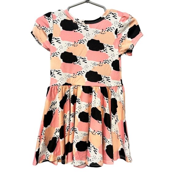 Dot Dot Smile Girls Cap Sleeve Twirl Dress Size 12/24M Soft NWT White Black Pink - Picture 4 of 5